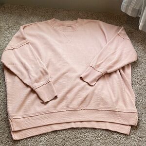 Aerie Oversized Slouch Blush Pink CrewNeck Sweater Sz Large